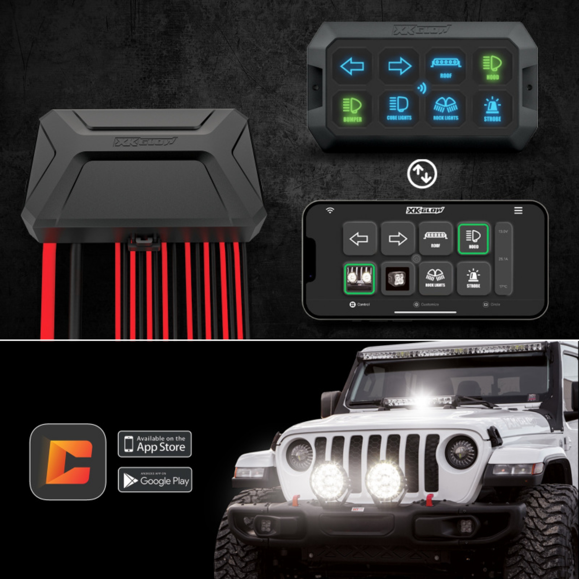 Picture of XK Glow XKcommand Bluetooth Switch Panel for Lights 12V Accessory Offroad