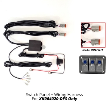 Picture of XK Glow 3 Button Switch Panel + 2 Output Wire for Fog Strobe Combo