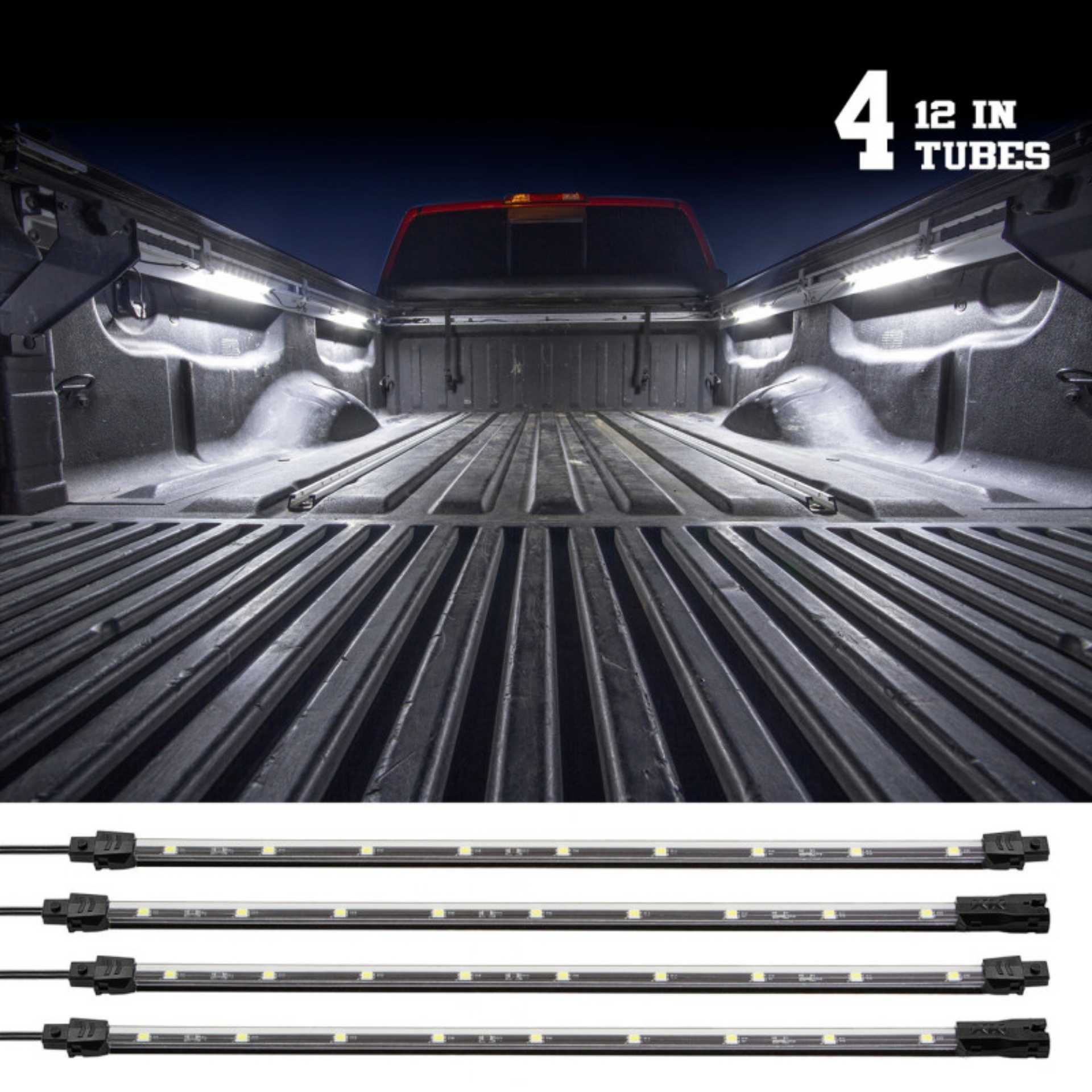 Picture of XK Glow Truck Bed Light w- Auto Off Delay Switch Underglow LED Accent Truck Bed-Toolbox White - 4x