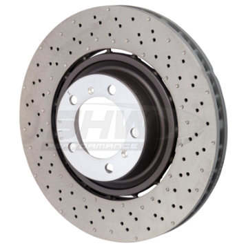 Picture of SHW 14-19 Porsche 911 Turbo 3-8L w-o Ceramics Right Front Drilled-Dimple LW Brake Rotor 9P1615302K