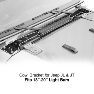 Picture of XK Glow Cowl Light Bar Bracket for Jeep Gladiator JT & Wrangler JL 18-20In Bar