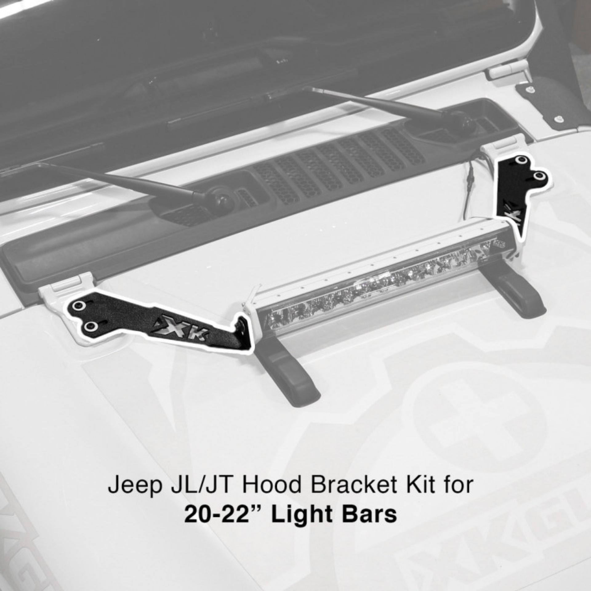 Picture of XK Glow Jeep JK Hood 20In Light Bar Bracket Kit