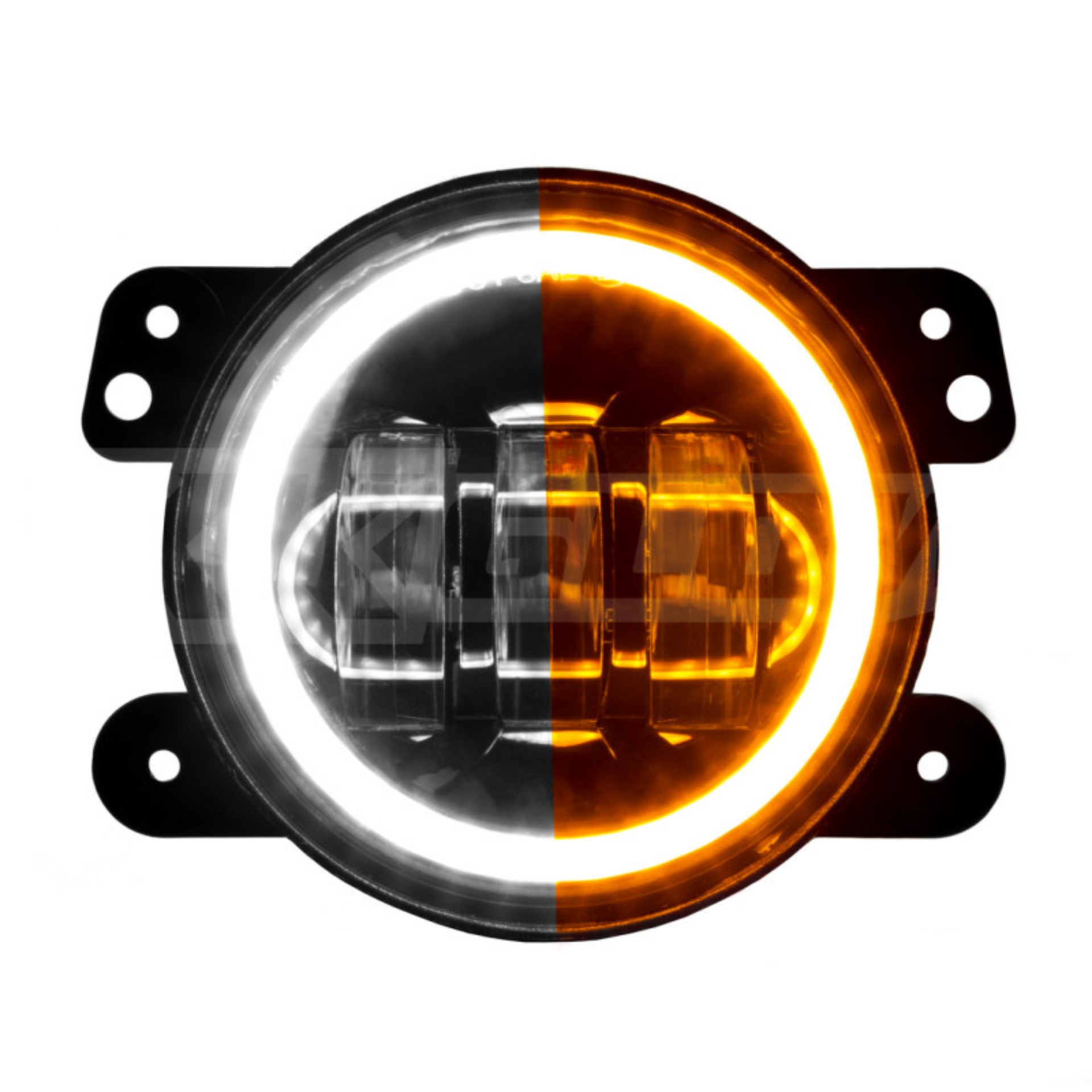 Picture of XK Glow 4in Fog Light JEEP 2pc Kit w- Switchback Halo White DRL + Amber Turn Signal
