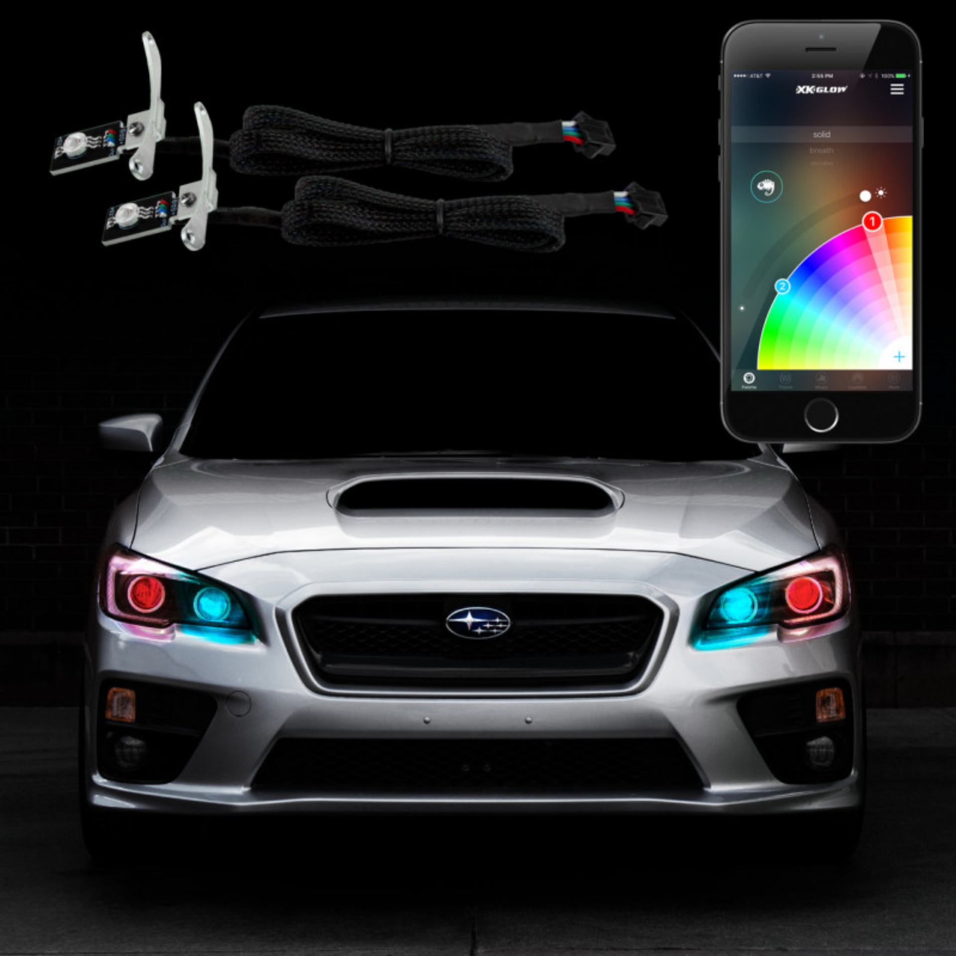 Picture of XK Glow 2xRGB Demon Eye Million Color XKGLOW Smartphone App Controlled Kit