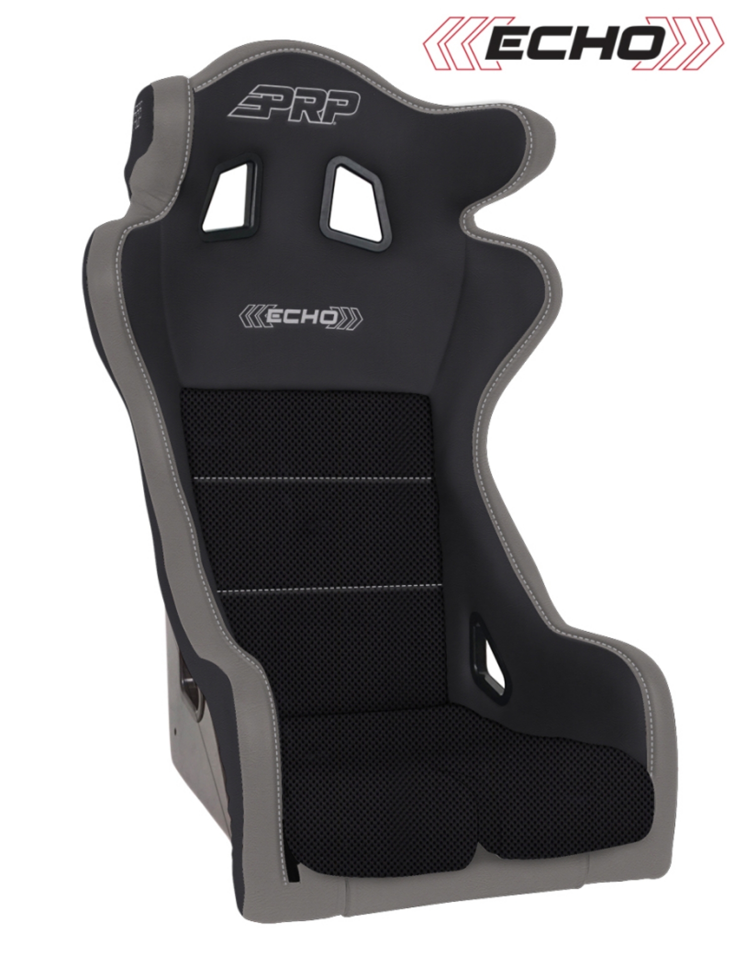 Picture of PRP Echo Composite Seat- Black-Grey PRP Silver Outline-Delta Silver- Silver Stitching