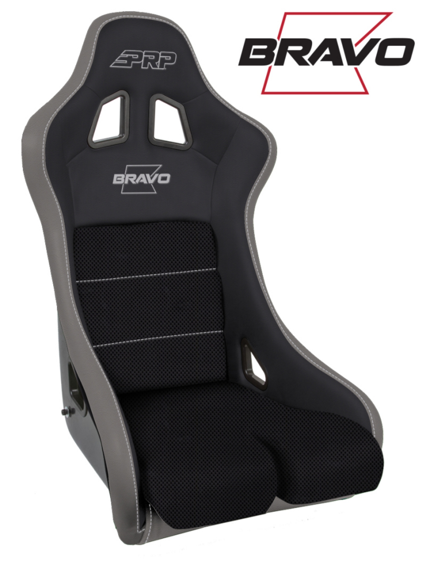 Picture of PRP Bravo Composite Seat- Black-Grey PRP Silver Outline-Bravo Silver- Silver Stitching