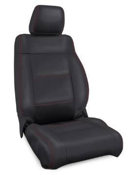 Picture of PRP 07-10 Jeep Wrangler JK Front Seat Covers-2 door or 4 door Pair - Black with Red Stitching