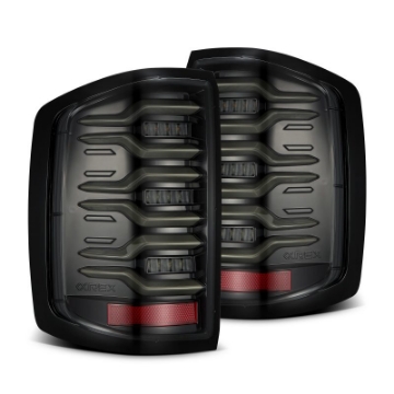 Picture of AlphaRex 14-18 Chevy Silverado 1500 Luxx-Series LED Tail Lights Alpha-Black w-Activ Light-Seq Signal