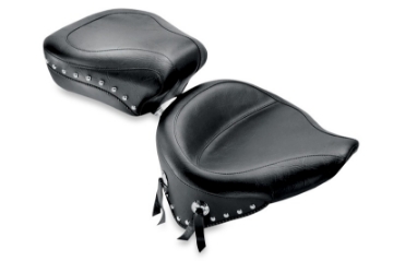 Picture of Mustang 84-06 Harley Standard Rear Tire Wide Touring Passenger Seat w-Studs- Black