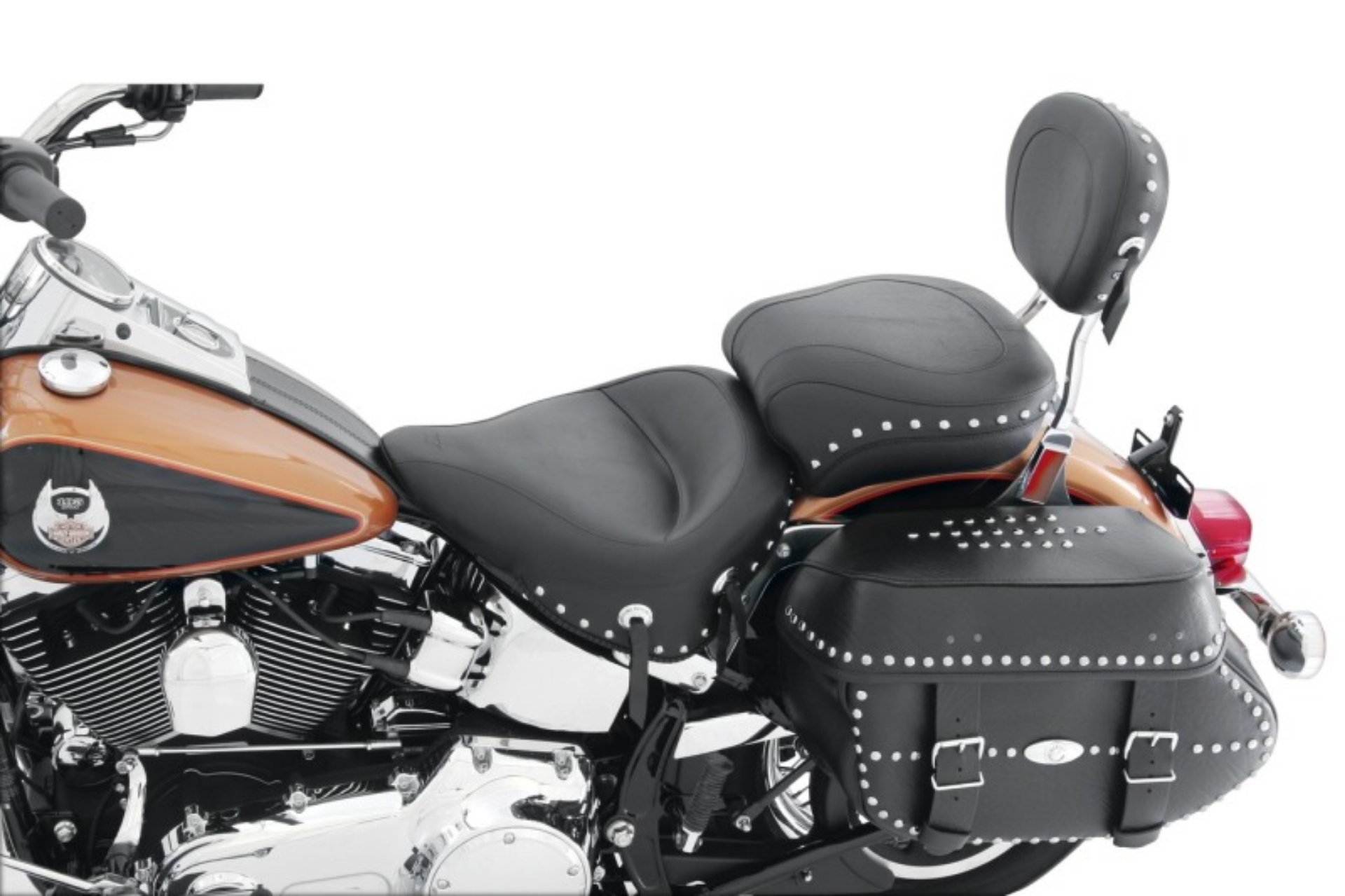 Picture of Mustang 06-17 Harley Softail Wide Tire 200mm Std Touring,Wide Touring Pass Seat w-Studs - Black
