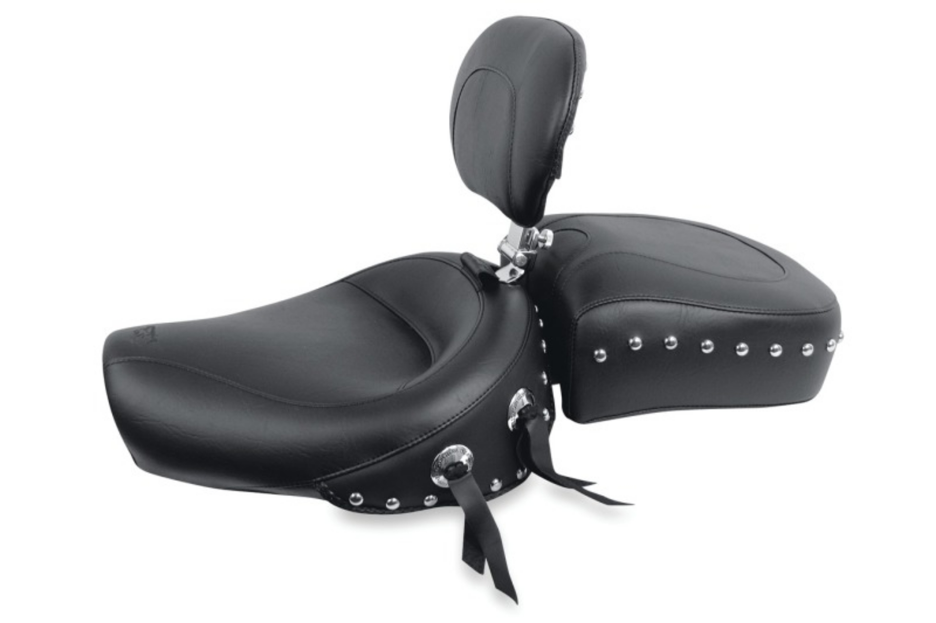 Picture of Mustang 82-03 Harley Sportster Wide Touring Solo Seat w-Driver Backrest Studs - Black
