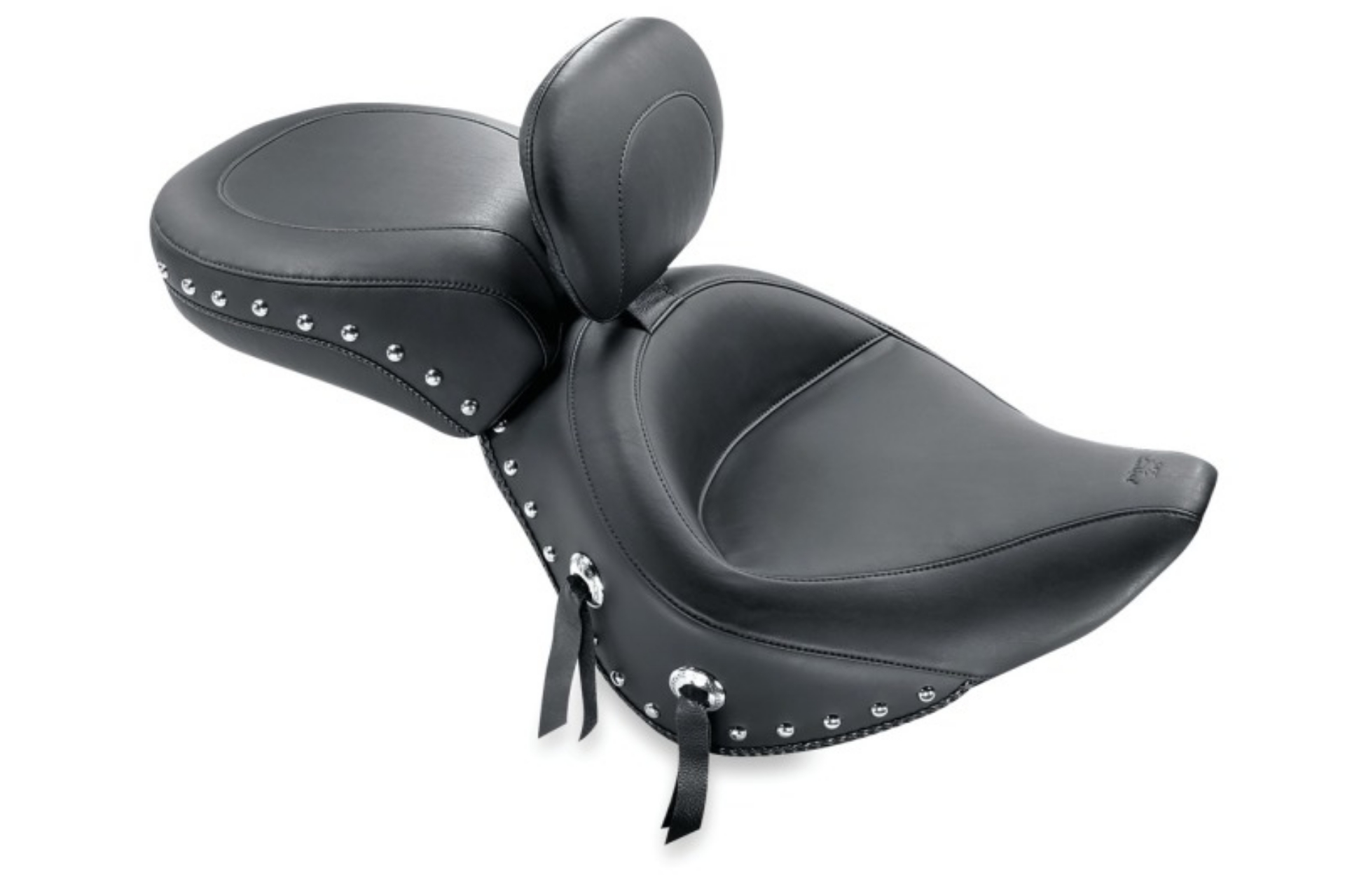 Picture of Mustang 84-06 Harley Standard Rear Tire Wide Touring Solo Seat w-Driver Backrest Studs - Black