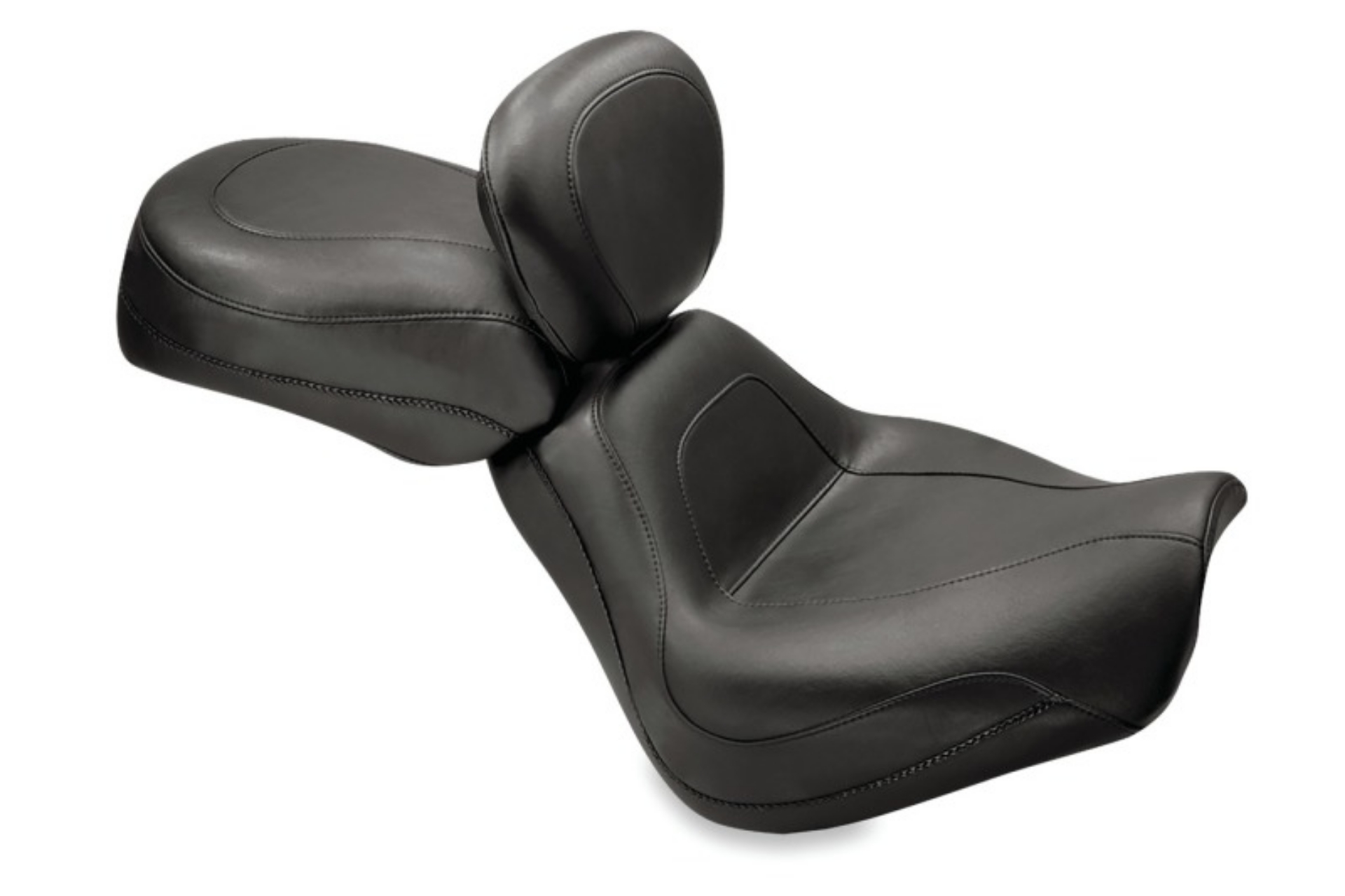 Picture of Mustang 00-07 Harley Softail Deuce Sport Touring Solo Seat w-Driver Backrest - Black