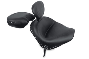 Picture of Mustang 02-09 Honda VTX1300 Retro, S ,T Wide Touring 2PC Seat w-Driver Backrest Studs - Black