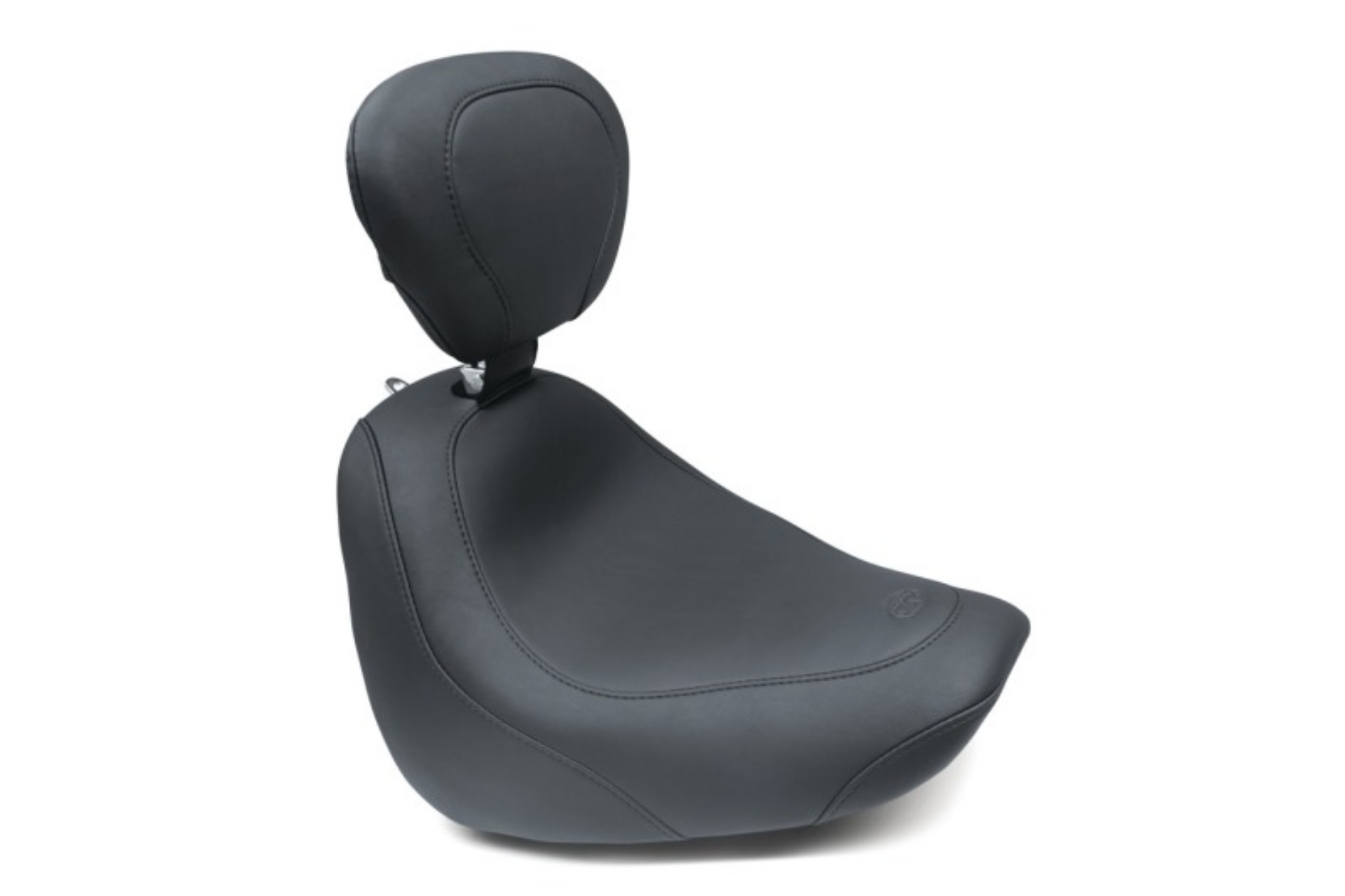 Picture of Mustang 18-21 Harley Fat Bob Wide Tripper Solo Seat w- Driver Backrest - Black