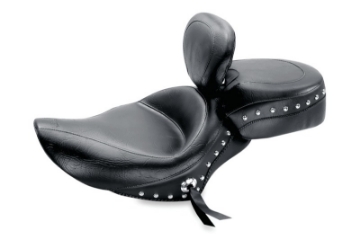 Picture of Mustang 04-21 Harley Sportster Wide Touring Solo Seat w-Driver Backrest Studs - Black