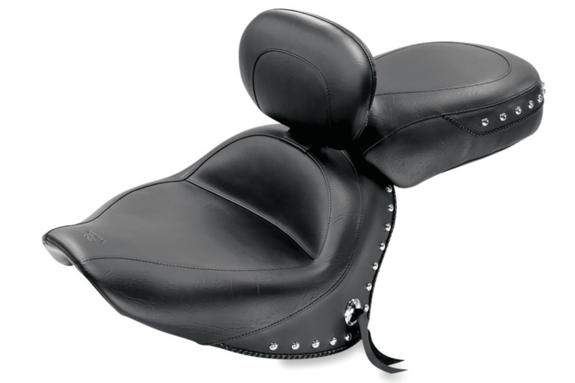 Picture of Mustang 07-17 Yamaha V-Star 1300,1300 Tourer Wide 2PC Seat w- Driver Backrest Studs- Black
