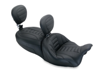 Picture of Mustang 15-21 Harley Freewheeler Std Touring Deluxe 1PC Seat w-Driver and Passenger Backrest - Black
