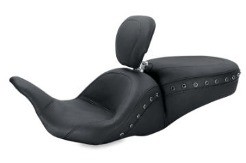 Picture of Mustang 08-21 Harley Electra Glide, Rd Glide, Rd King, Glide Lowdown 1PC Seat w-DBR Pearls - Black