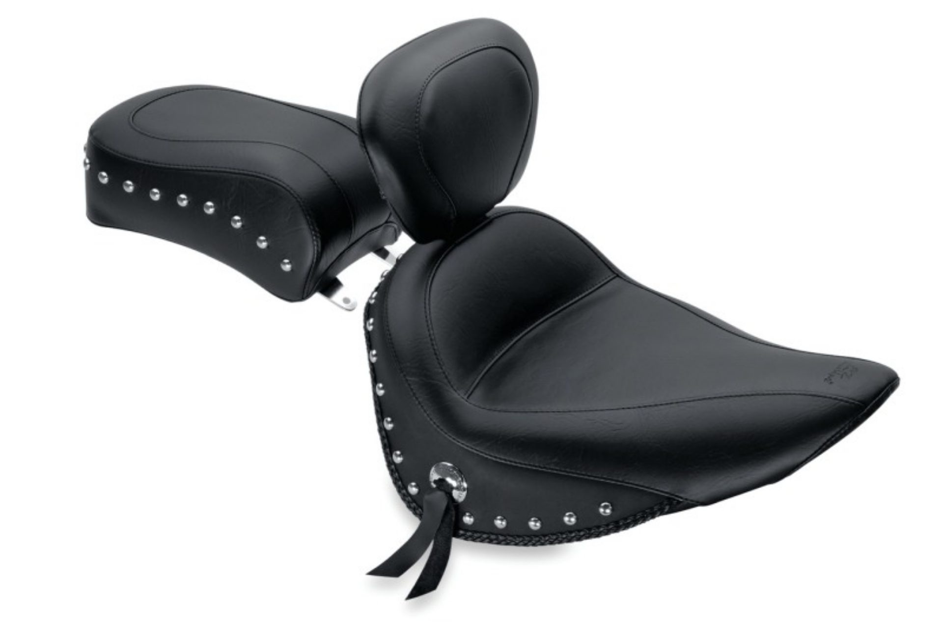 Picture of Mustang 84-06 Harley Standard Rear Tire Standard Touring Solo Seat w-Driver Backrest Studs - Black