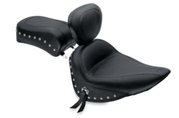 Picture of Mustang 84-06 Harley Standard Rear Tire Standard Touring Solo Seat w-Driver Backrest Studs - Black