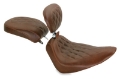 Picture of Mustang 84-06 Harley Standard Rear Tire Wide Tripper Solo Seat w-Driver Backrest - Distressed Brown