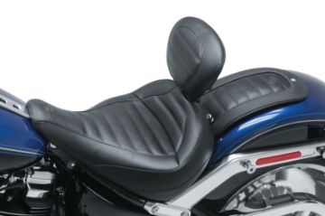Picture of Mustang 20-21 HarleyFat Boy Standard Touring Solo Seat w-Driver Backrest - Black