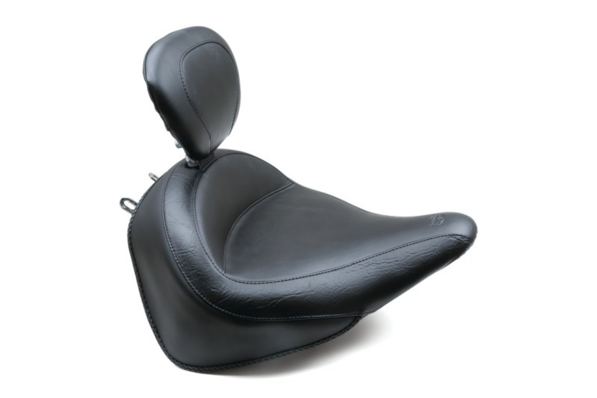 Picture of Mustang 00-15 Harley Softail Std Rear Tire Wide Touring Solo Seat w-Driver Backrest - Black