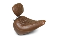 Picture of Mustang 18-21 Harley Fat Boy Wide Tripper Solo Seat w-Driver Backrest Diamond Stitch - Brown