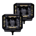 Picture of Go Rhino Xplor Blackout Combo Series Cube Sideline LED Spot Lights w- Amber 4x3 - Blk Pair