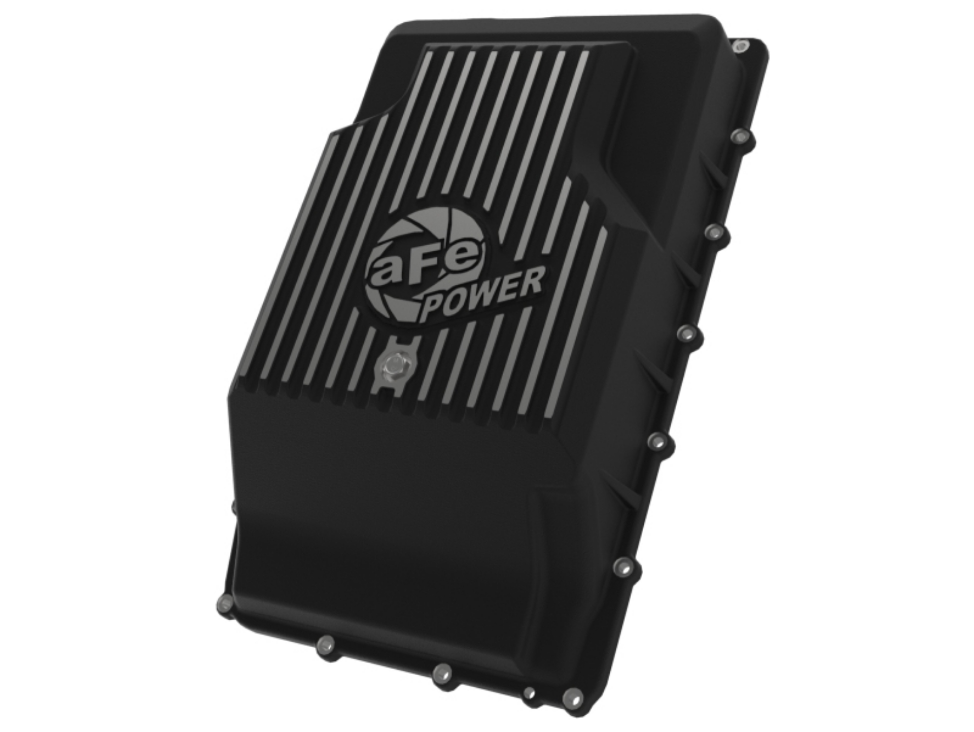 Picture of aFe 17-24 Ford F-150 10R60-10R80 Pro Series Rear Transmission Pan Black w- Machined Fins