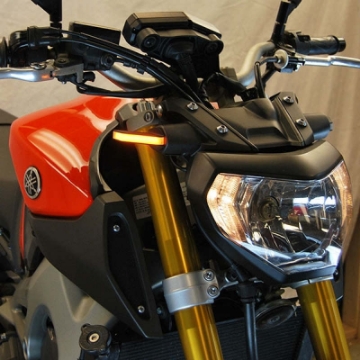 Picture of New Rage Cycles 14-16 Yamaha FZ-09- MT-09 Front Turn Signals w-Load EQ