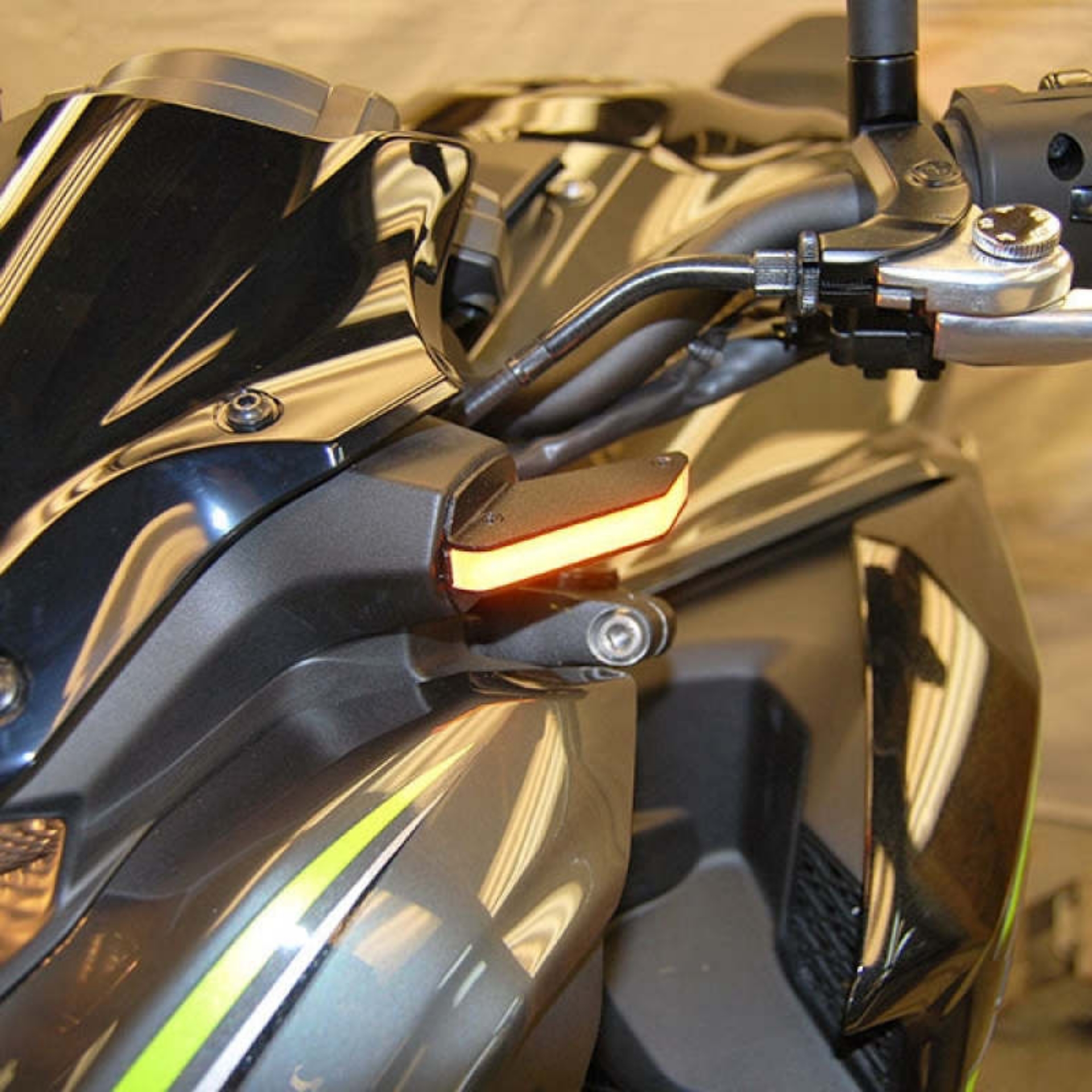 Picture of New Rage Cycles 17-19 Kawasaki Z900 Front Turn Signals w-Load EQ