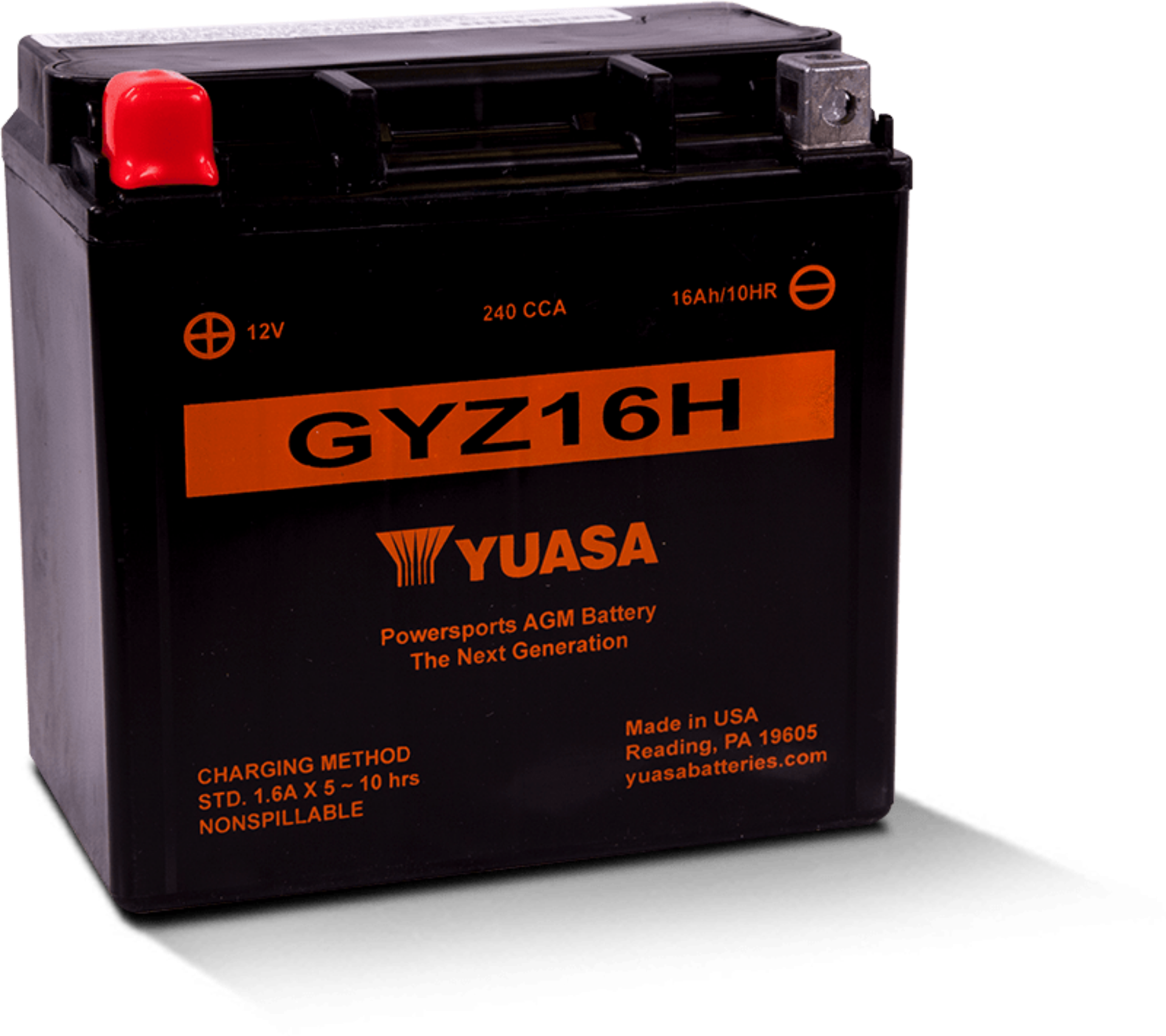 Picture of Yuasa GYZ16H High Performance Maintenance Free AGM 12-Volt Battery