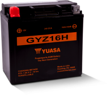 Picture of Yuasa GYZ16H High Performance Maintenance Free AGM 12-Volt Battery