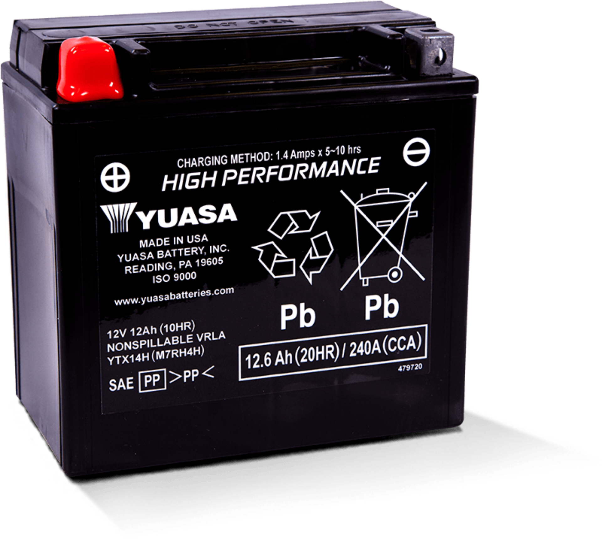 Picture of Yuasa YTX14H Maintenance Free AGM 12-Volt Battery