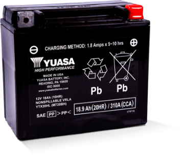 Picture of Yuasa YTX20HL Maintenance Free AGM 12-Volt Battery
