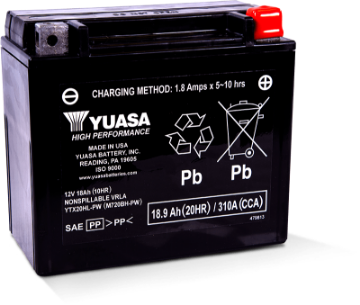 Picture of Yuasa YTX20HL-PW Maintenance Free AGM 12-Volt Battery