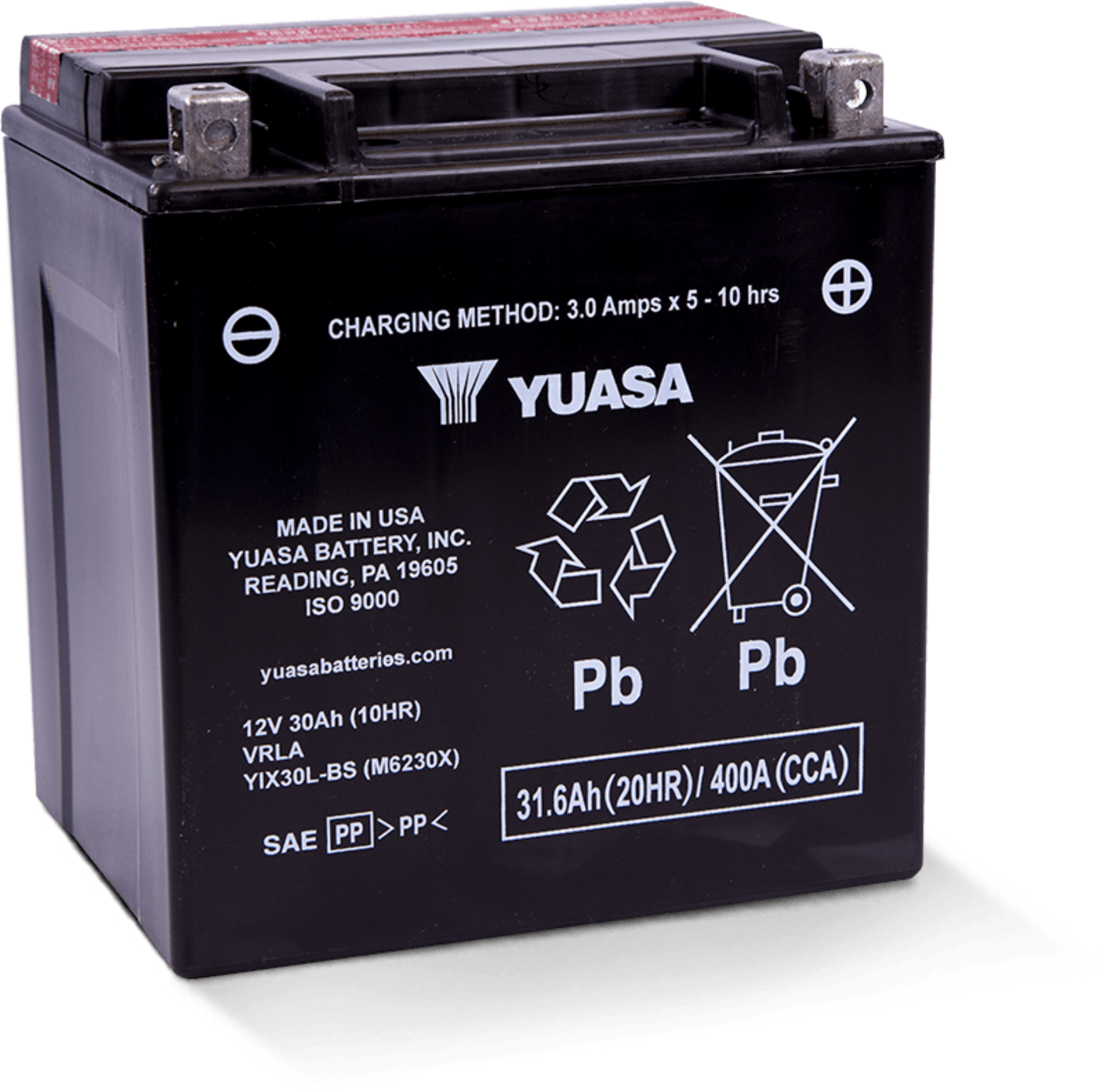 Picture of Yuasa YIX30L-BS High Performance Maintenance Free AGM 12-Volt Battery w-Bottle