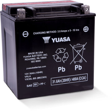 Picture of Yuasa YIX30L-BS High Performance Maintenance Free AGM 12-Volt Battery w-Bottle