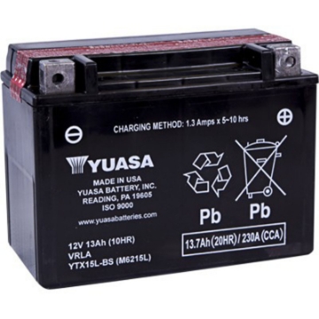 Picture of Yuasa YTX15L-BS Maintenance Free AGM 12-Volt Battery w-Bottle