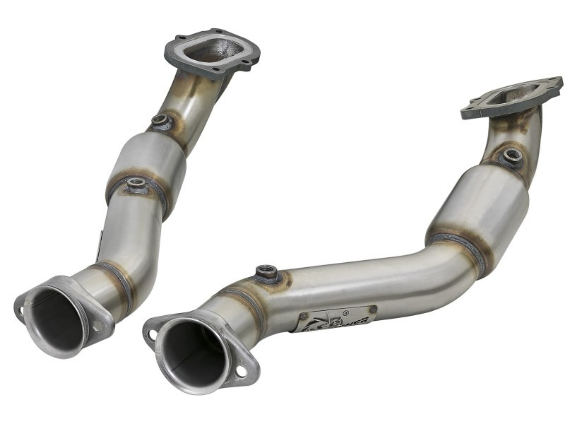 Picture of aFe POWER 14-18 Chevrolet Corvette C7 & Z06 Twisted Steel 3in 304 Stainless Steel Mid Pipe w- Cat