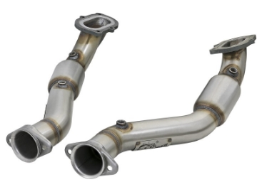 Picture of aFe POWER 14-18 Chevrolet Corvette C7 & Z06 Twisted Steel 3in 304 Stainless Steel Mid Pipe w- Cat