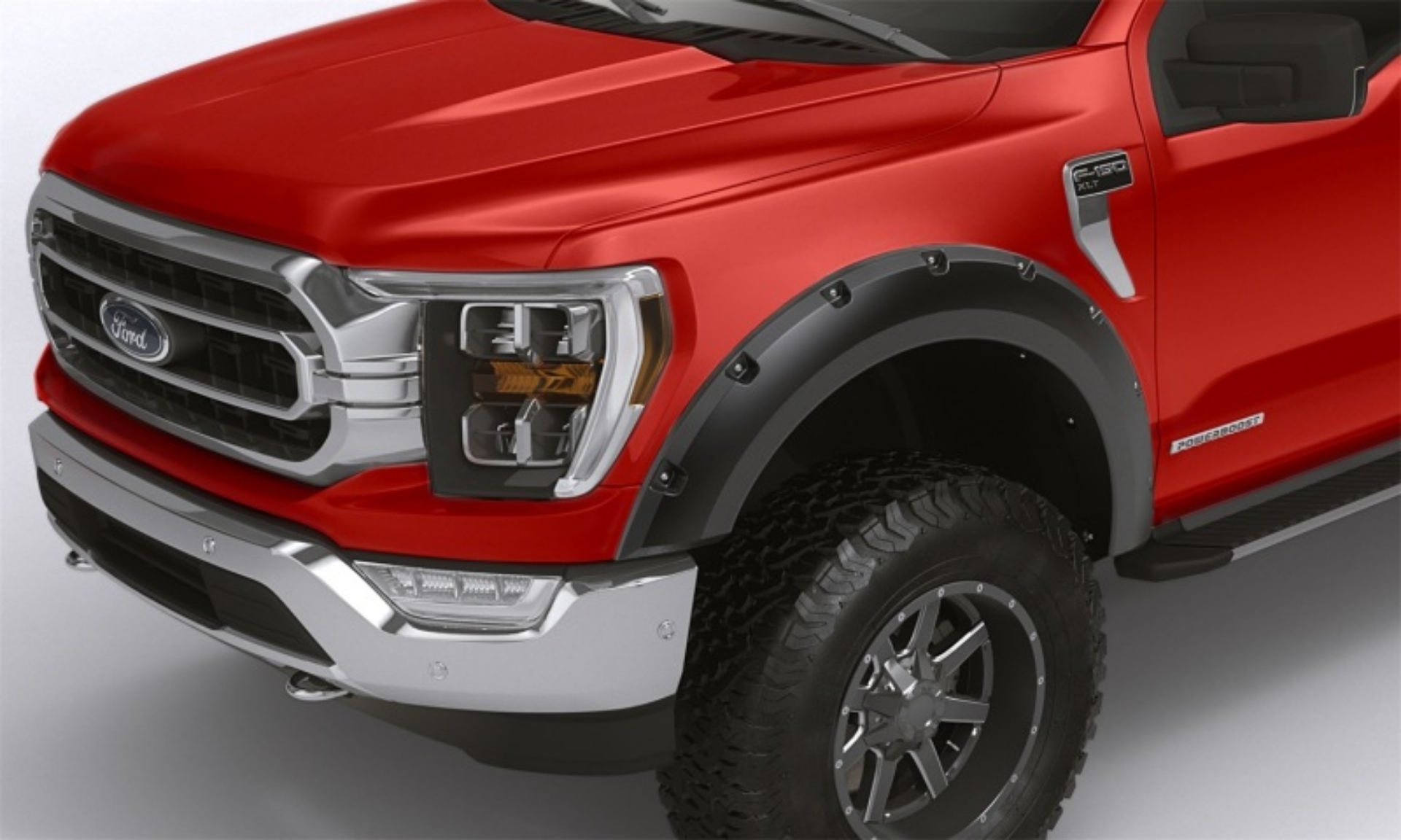 Picture of Lund 21-22 Ford F-150 Excl- Lightning RX-Rivet Style Smooth Fender Flares - Black 2 Pc- Front
