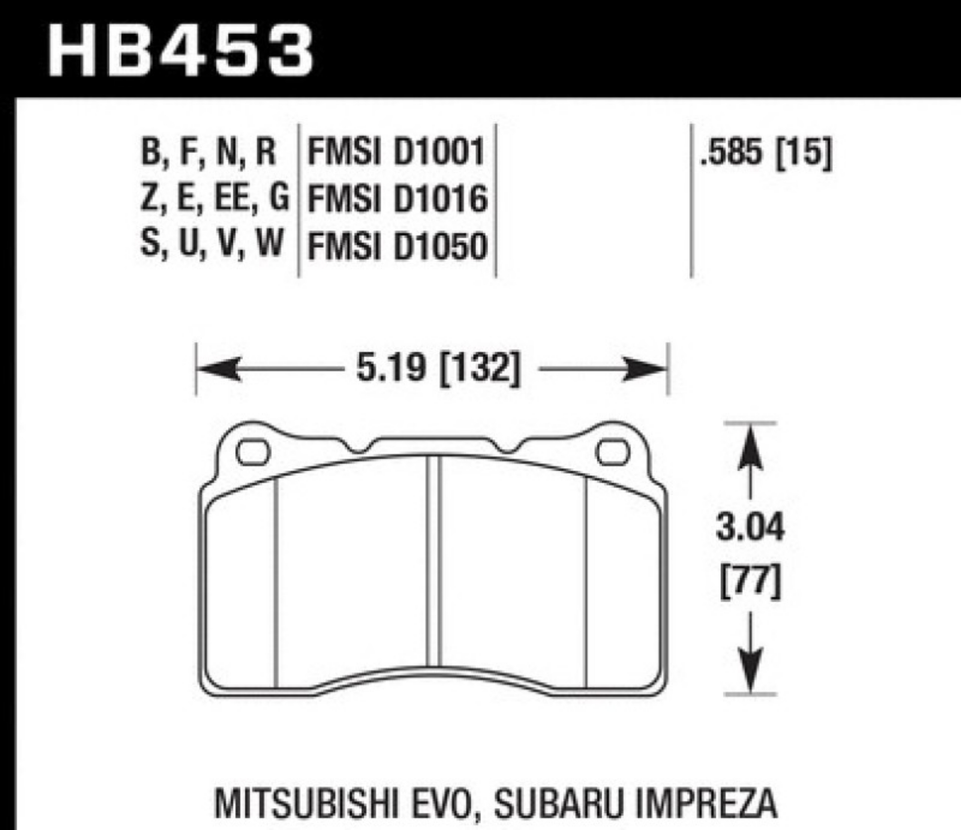 Picture of Hawk ER-1 Front Motorsport Brake Pads 03-06 Evo - 04-09 STi - 10+ Camaro SS Brembo