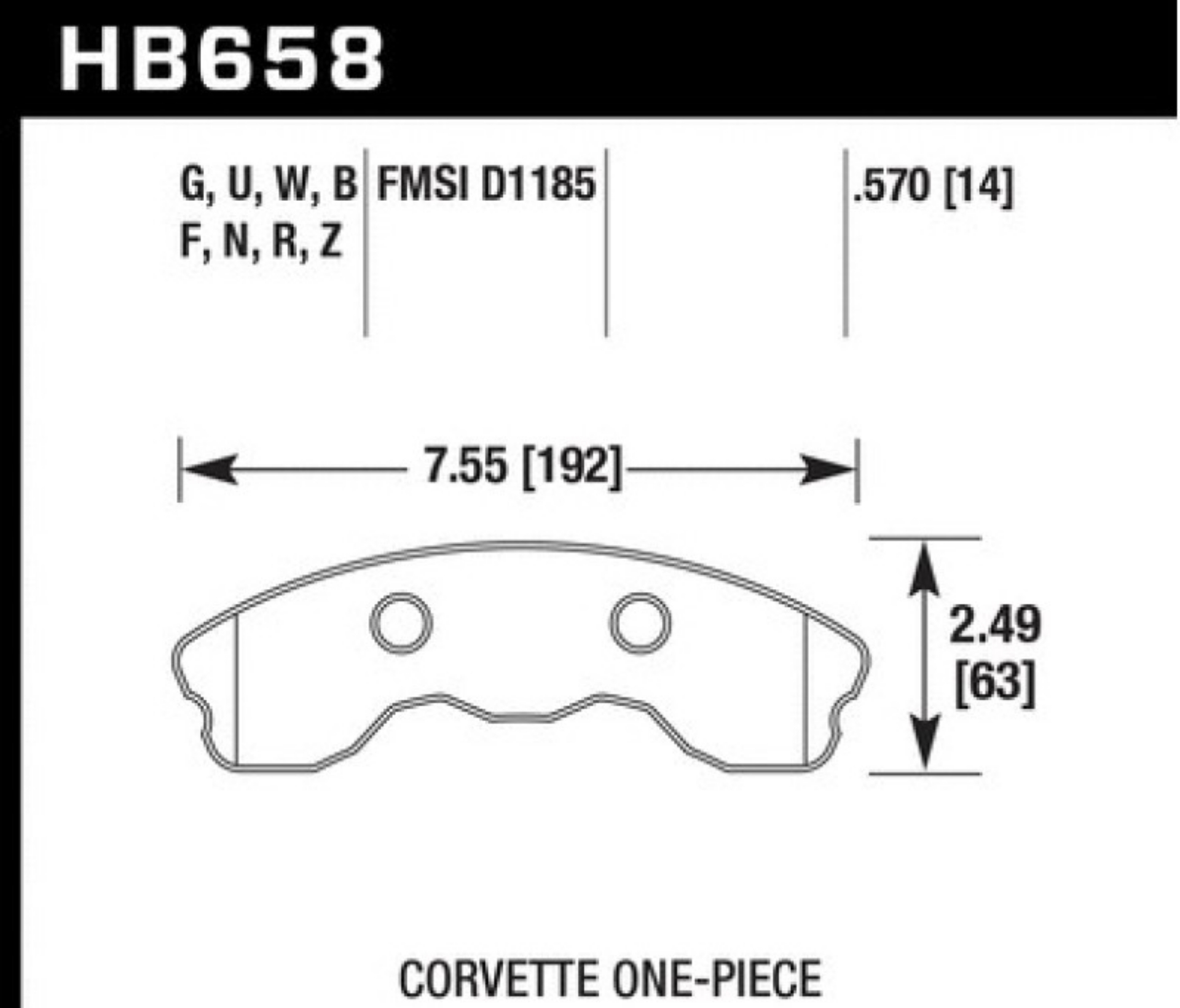 Picture of Hawk 2010-2013 Chevy Corvette Grand Sport One-Piece Pads ER-1 Motorsports Front Brake Pads