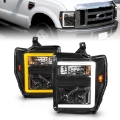 Picture of ANZO 08-10 Ford F-250 - F-550 Super Duty Projector Headlights w- Light Bar Switchback Black Housing