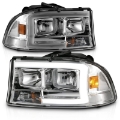 Picture of ANZO 97-04 Dodge Dakota-Durango Crystal headlight Set w- Light Bar Chrome Housing