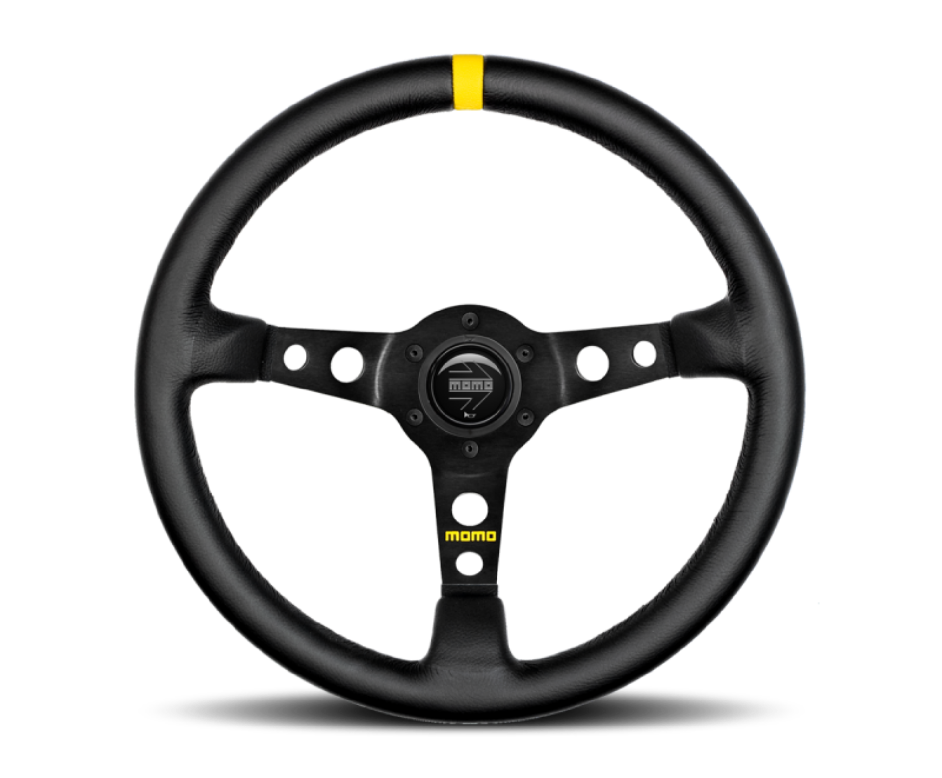 Picture of Momo MOD07 Steering Wheel 350 mm -  Black Leather-Black Spokes-1 Stripe