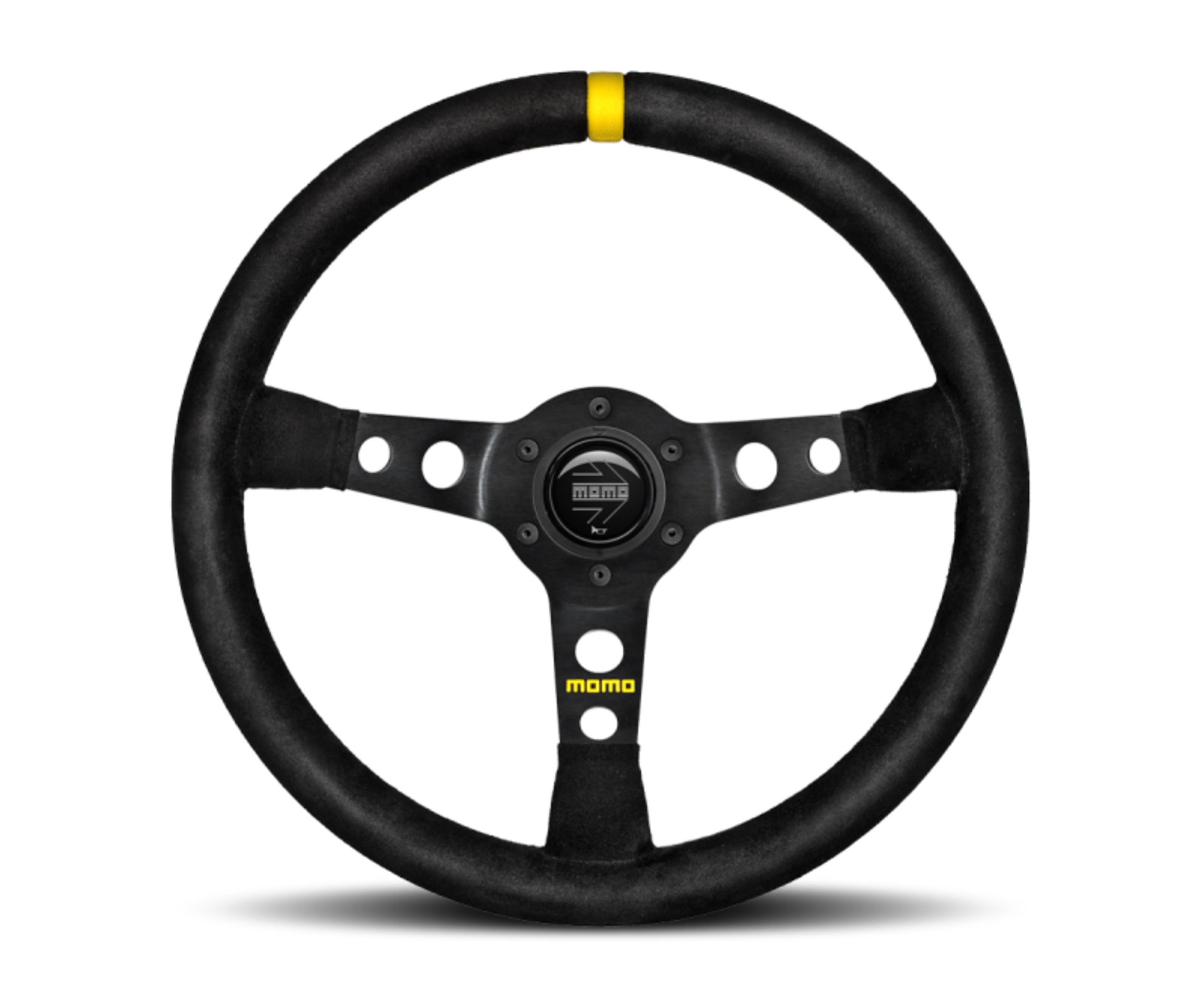 Picture of Momo MOD07 Steering Wheel 350 mm -  Black Suede-Black Spokes-1 Stripe